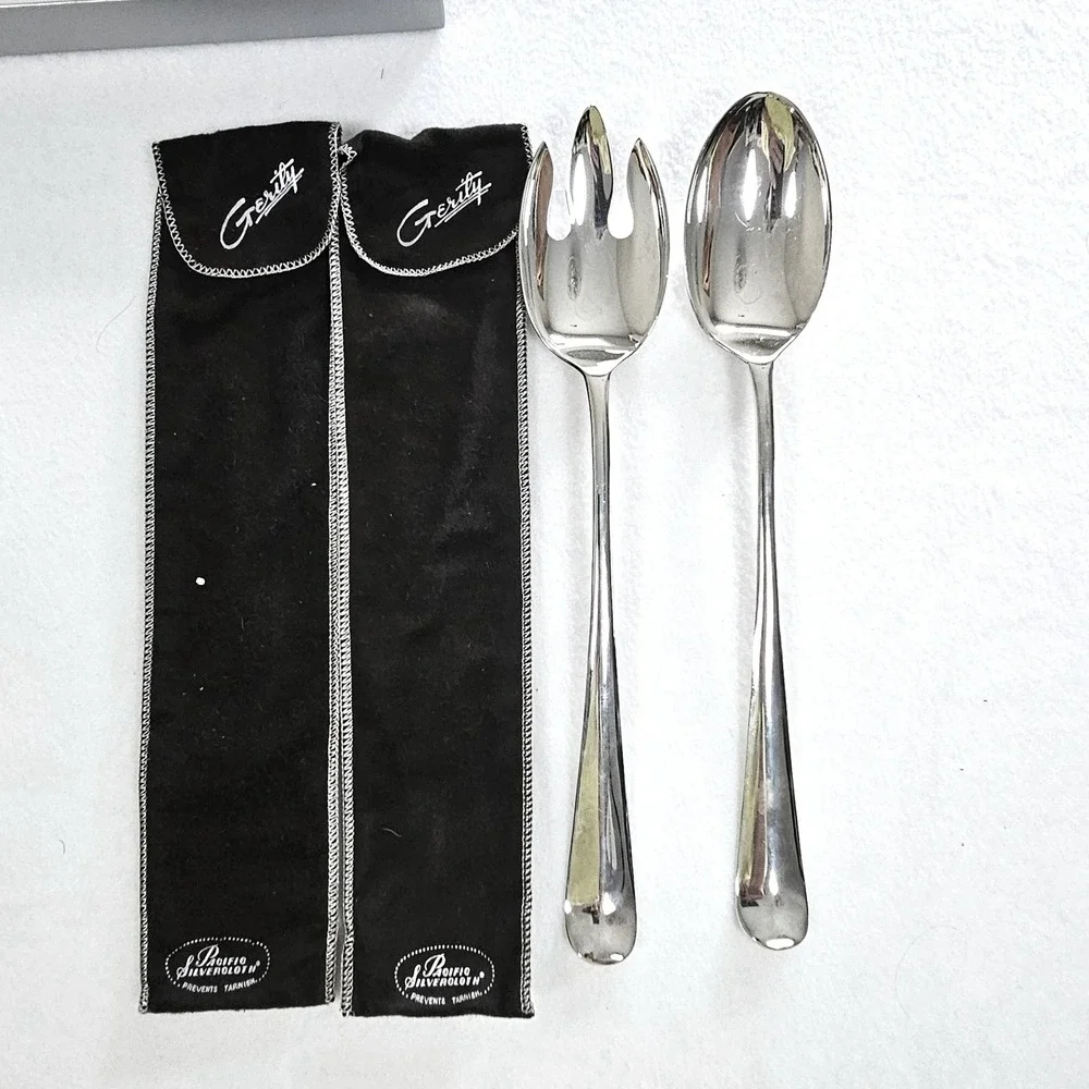 Gerity Georgian‎ Silverplate Salad Serving Set Spoon Fork 1740 Reproduction 13in